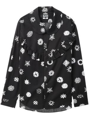 Black Comme Des Garçons graphic-print ruffle-trim shirt