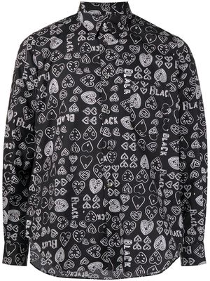 Black Comme Des Garçons heart-print cotton shirt