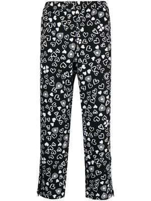 Black Comme Des Garçons heart-print cropped trousers