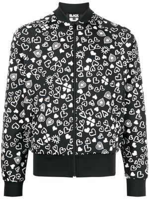 Black Comme Des Garçons heart-print zipped bomber jacket