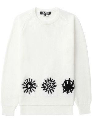 Black Comme Des Garçons jacquard crew-neck jumper - White