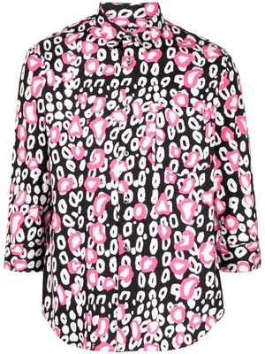 Black Comme Des Garçons leopard-print cotton shirt - Pink