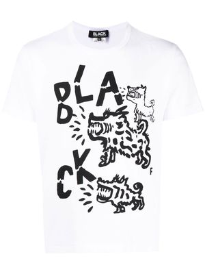 Black Comme Des Garçons logo-print short-sleeve T-shirt - White