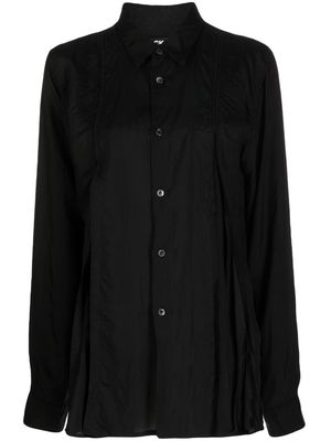 Black Comme Des Garçons pleat-detail long-sleeve taffeta shirt