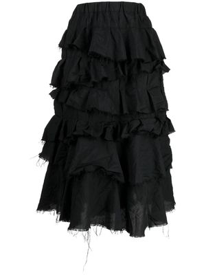 Black Comme Des Garçons raw-cut midi ruffle skirt