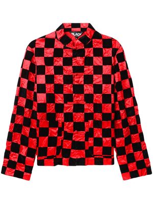 Black Comme Des Garçons satin-finish checked jacket - Red