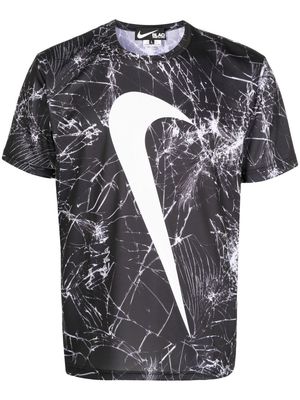 Black Comme Des Garçons Swoosh-print cracked T-shirt