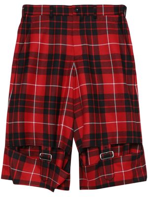 Black Comme Des Garçons tartan-check wool shorts - Red