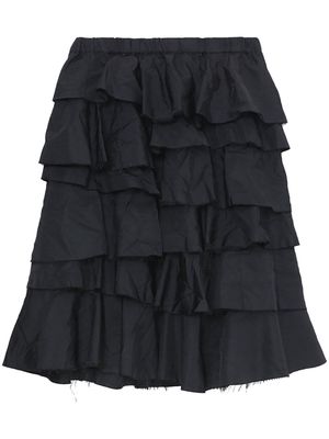 Black Comme Des Garçons tiered high-waisted midi skirt