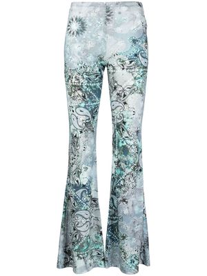 Black Coral Alba bandana-print flared trousers - Blue