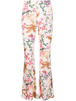 Black Coral Alba floral-print flared trousers - Neutrals
