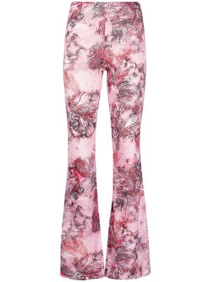 Black Coral Alba paisley-print flared trousers - Pink