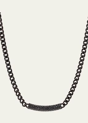 Black Diamond Bar on Curb Chain Necklace