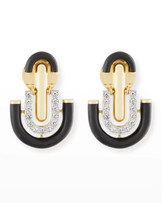 Black Enamel & Diamond Unity Earrings
