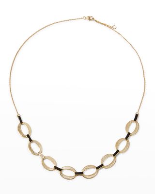 Black Enamel Diamond Chunky Chain Necklace