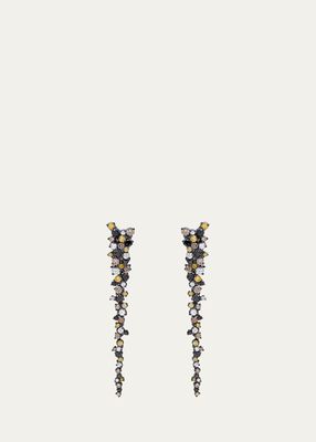 Black Gold Confetti Drop Earrings with Multi-Color Diamonds