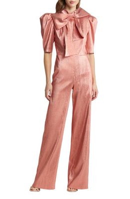 Black Halo Ara Bow Puff Shoulder Jumpsuit in Icy Sherbert