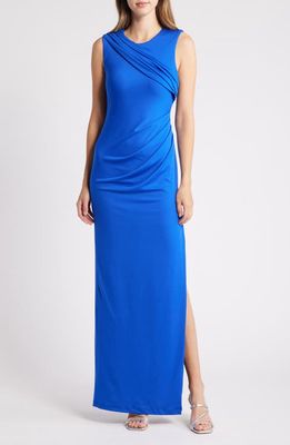 Black Halo Aruna Ruched & Draped Maxi Dress in Vivid Blue 