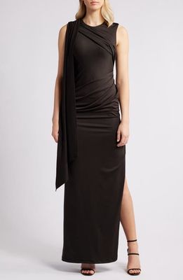 Black Halo Aruna Ruched & Draped Maxi Dress 