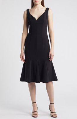 Black Halo Ashlyn Godet Cocktail Midi Dress 