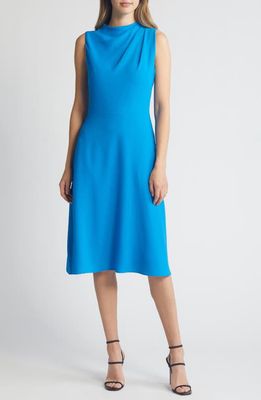 Black Halo Corrine Funnel Neck Fit & Flare Dress in Breezy Blue