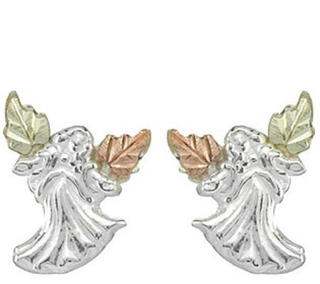 Black Hills Angel Heart Earrings, Sterling/12K Gold