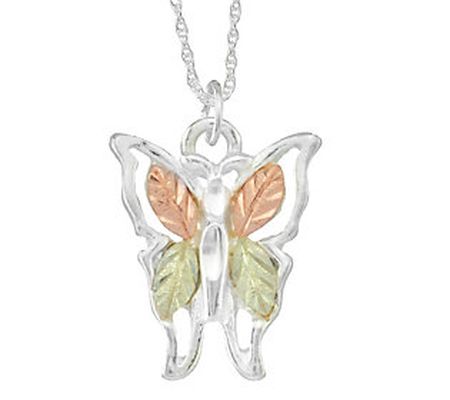 Black Hills Butterfly Pendant with Chain, Sterl ing/12K Gold