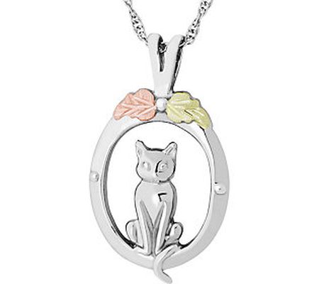 Black Hills Cat Pendant with Chain Sterling/12K Gold