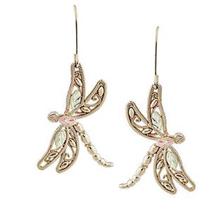 Black Hills Dragonfly Earrings, 10K/12K Gold