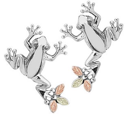 Black Hills Frog Earrings Sterling Silver, 12K Gold