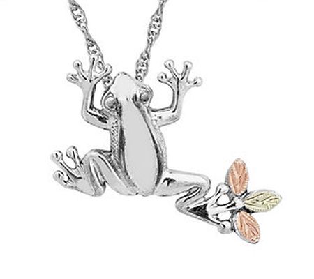 Black Hills Frog Pendant with Chain Sterling/1 2K Gold