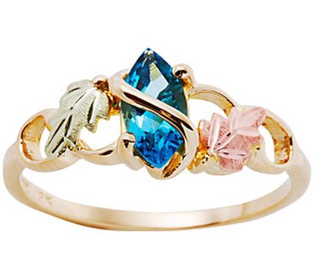 Black Hills Gold Blue Topaz Ring, 10 K/12K Gold