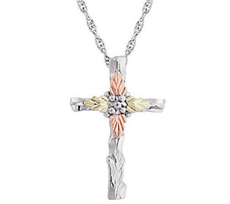 Black Hills Gold Cross Pendant, Sterling Silver /12K Gold