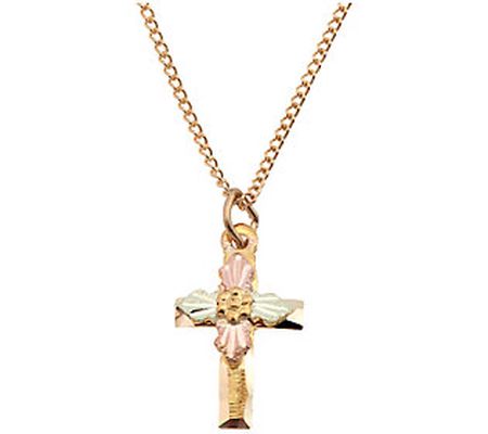 Black Hills Gold Cross Pendant with Chain, 10K/ 12K Gold