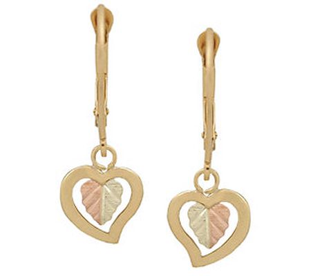 Black Hills Heart Dangle Earrings, 10K/12K Gold