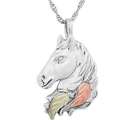 Black Hills Horse Pendant with Chain Sterling/1 2K Gold