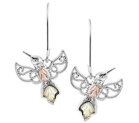 Black Hills Hummingbird Earrings, Sterling/12K