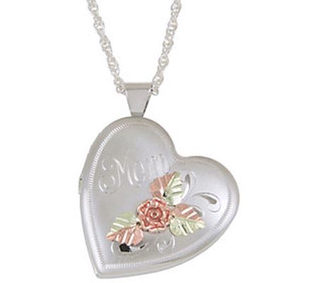 Black Hills Mom Locket with Chain, Sterling/12K Gold