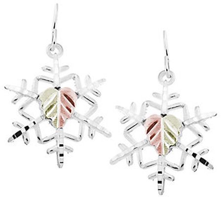 Black Hills Snowflake Earrings, Sterling/12K