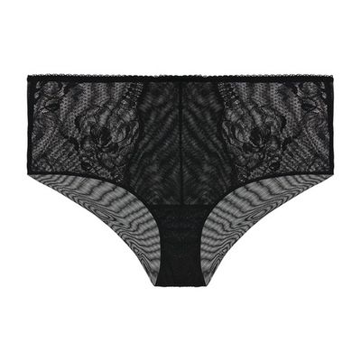 Black lace high-waisted brief