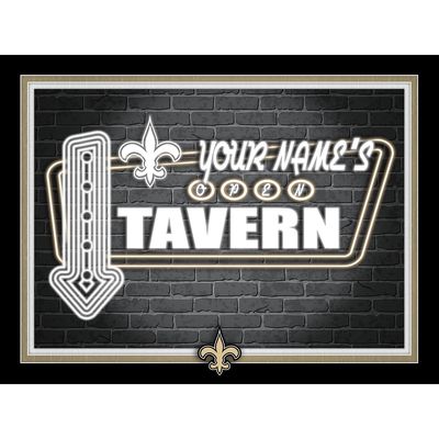 Black New Orleans Saints 12'' x 16'' Personalized Framed Neon Tavern Print