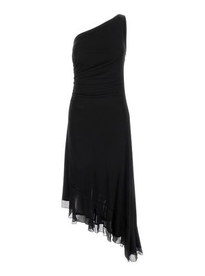 Black One-shoulder Asymmertric Dress In Viscose Woman TwinSet