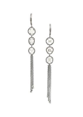 Black Rhodium-Plated & Diamond Chain Drop Earrings