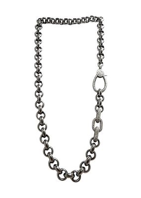 Black Rhodium-Plated & Diamond Link Necklace