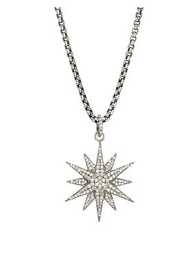 Black Rhodium-Plated & Diamond Star Pendant Necklace