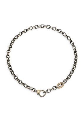 Black-Rhodium-Plated Silver, 14K Yellow Gold & 1.04 TCW Diamond Chain Necklace