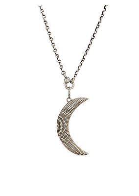 Black-Rhodium-Plated Silver & 2.4 TCW Diamond Crescent Moon Pendant Necklace