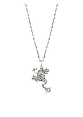 Black Rhodium-Plated Silver & Diamond Pavé Frog Pendant Necklace