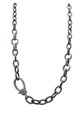 Black Rhodium Silver & Diamond Chain Necklace