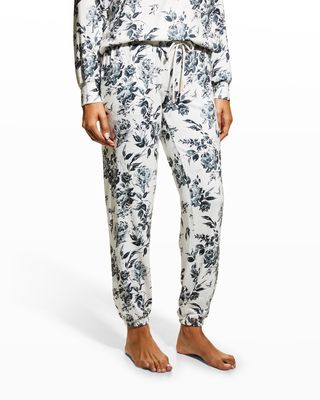 Black Rose Cropped Floral-Print Joggers